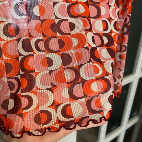 Only Sheer Multicolour Geometric Pattern Top - Picture 2 of 6